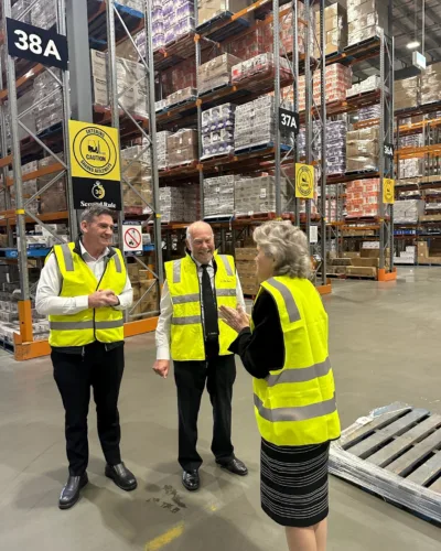 Her Excellency and Roger Drake at the Drake Supermarket Distribution Centre