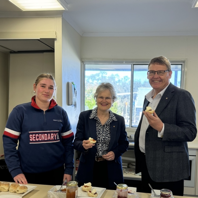 Her Excellency and Mr Bunten at Cummins Area School